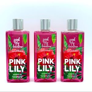 3pk Bath and Body Works Pink Lily Bamboo shiwer gel 8oz